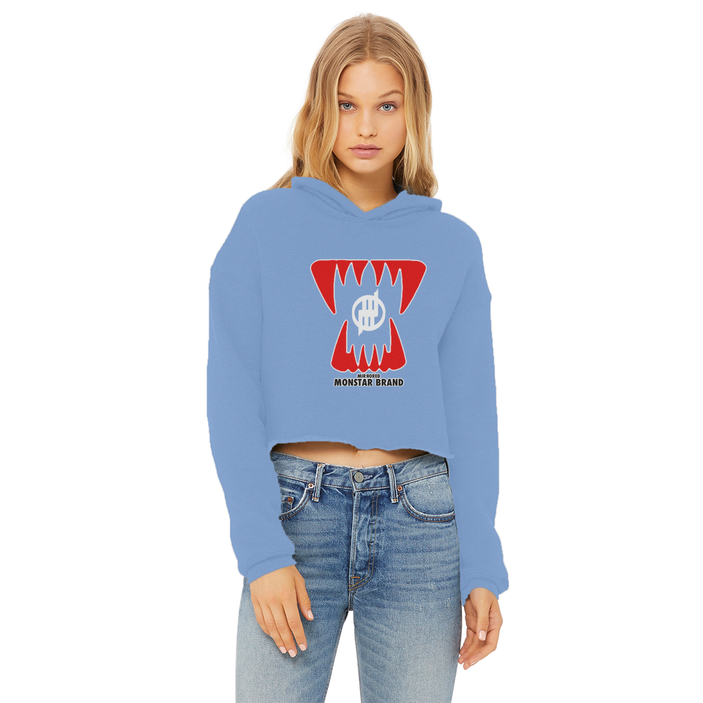 Mirrored Monstar Brand Ladies Cropped Raw Edge Hoodie
