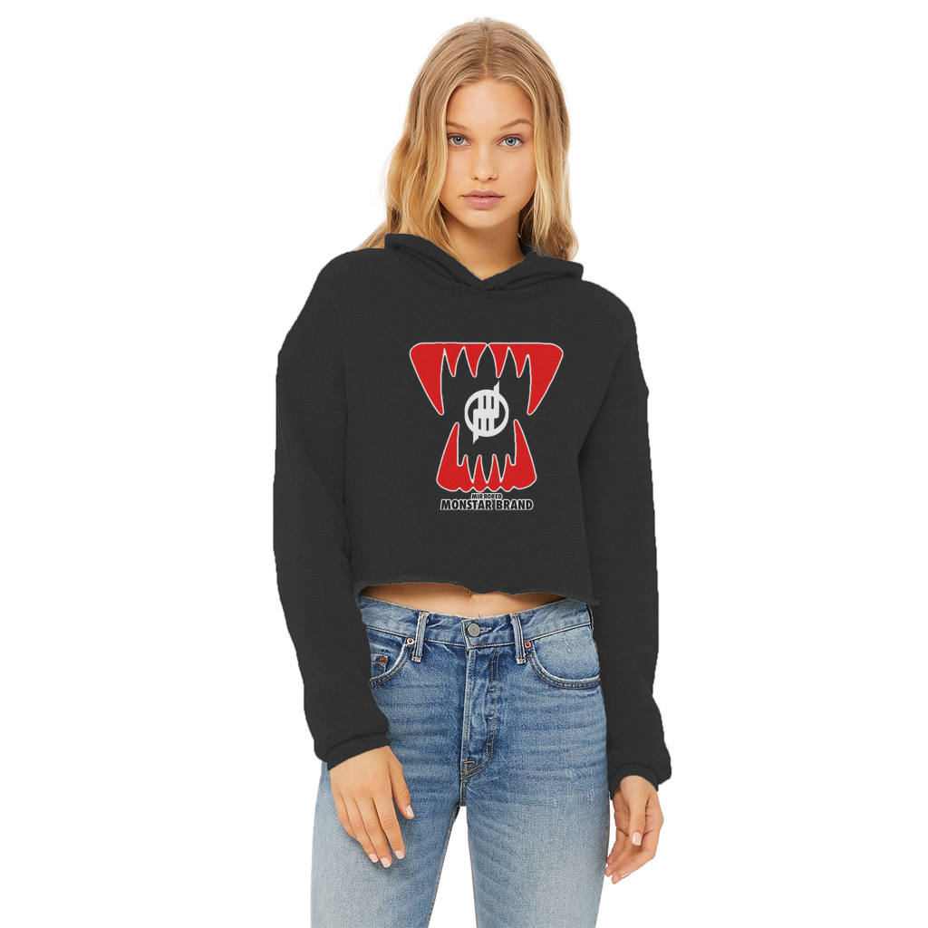 Mirrored Monstar Brand Ladies Cropped Raw Edge Hoodie
