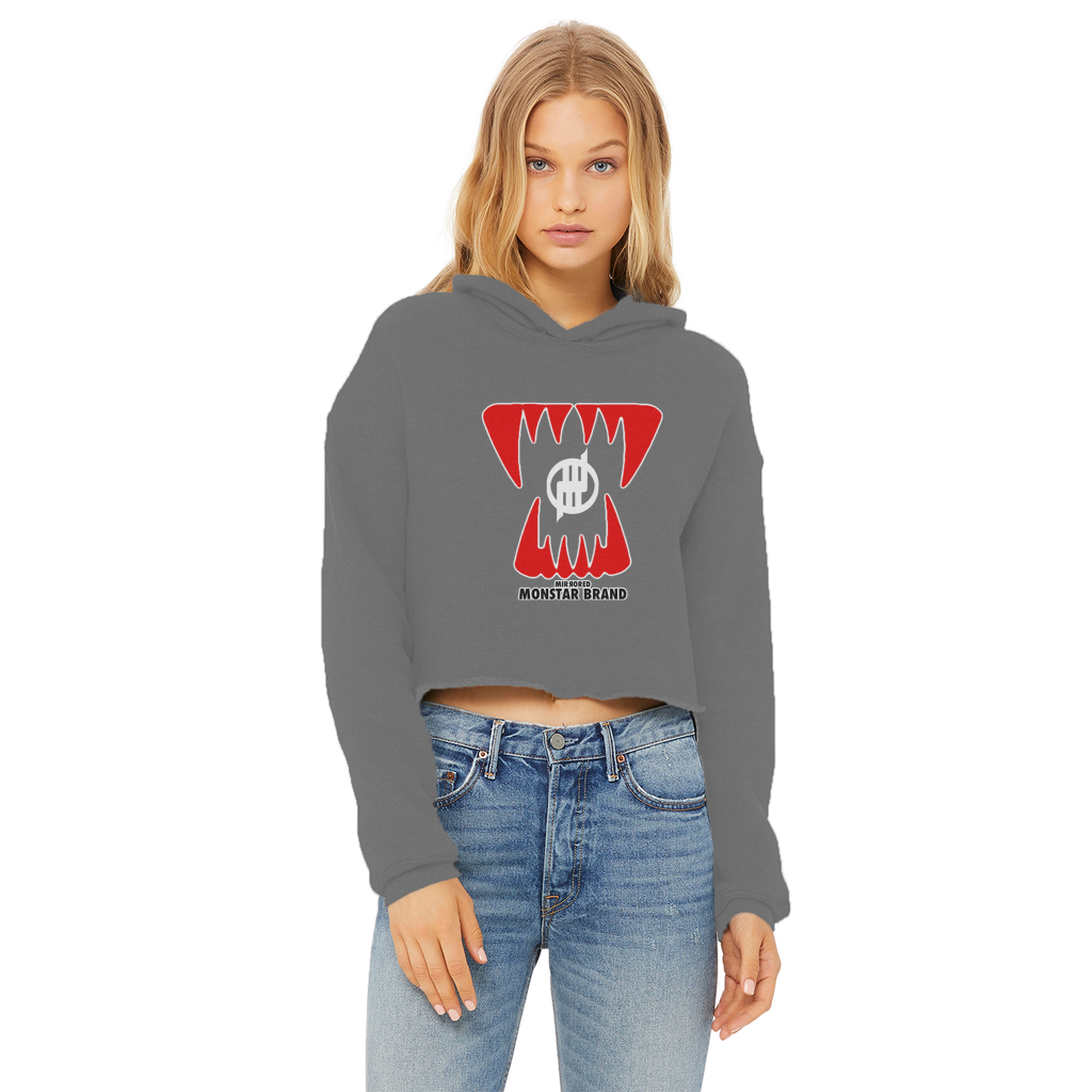 Mirrored Monstar Brand Ladies Cropped Raw Edge Hoodie