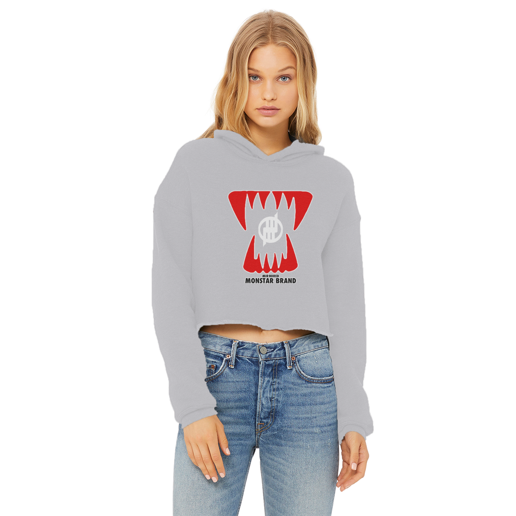 Mirrored Monstar Brand Ladies Cropped Raw Edge Hoodie